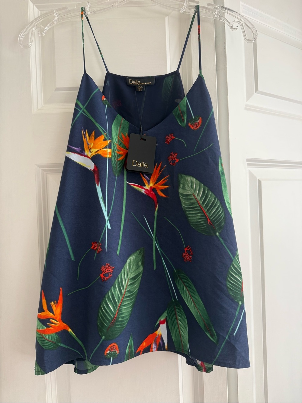 Dalia Navy Floral Print Cami with Green Accents